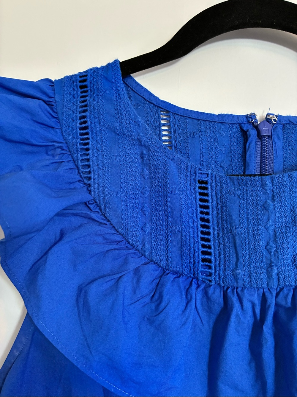 J. Crew Royal Blue Ruffle Neck Sleeveless Dress - Picture 6 of 12